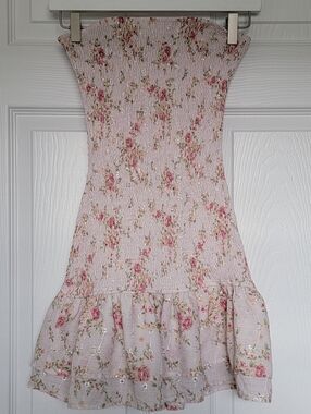 La Vie en Rose Smocked Floral Convertible Dress/Skirt - Pink Rose Size Large